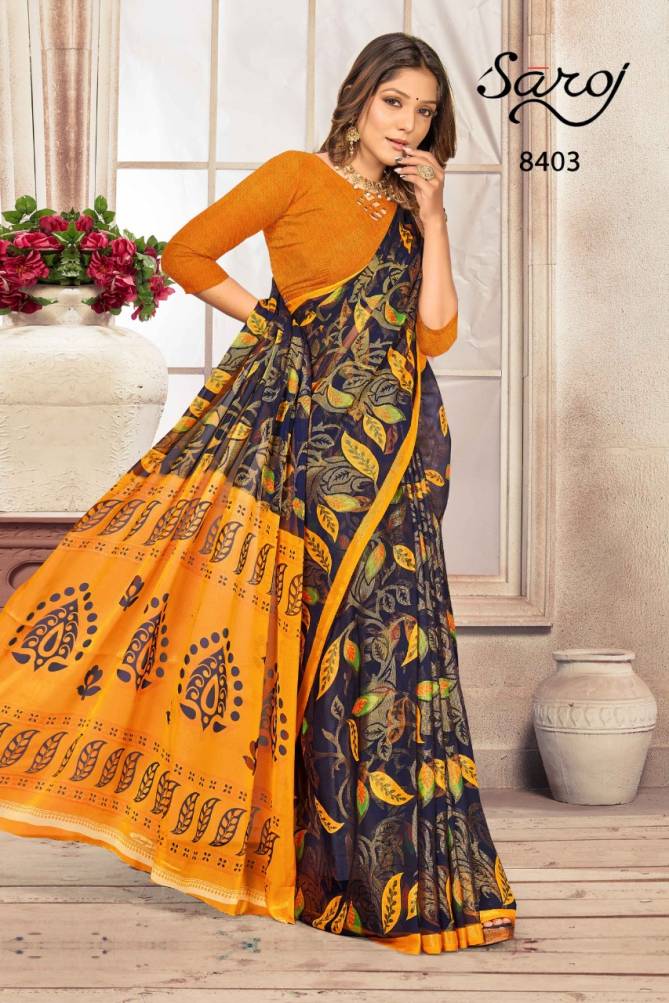 Saroj Khushi Georgette Festive Wear Brasso Fancy Latest Designer Saree Collection